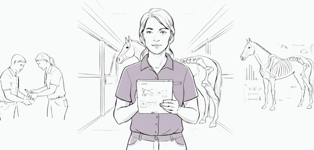 Smart health monitoring dashboard showing horse vitals and health tracking